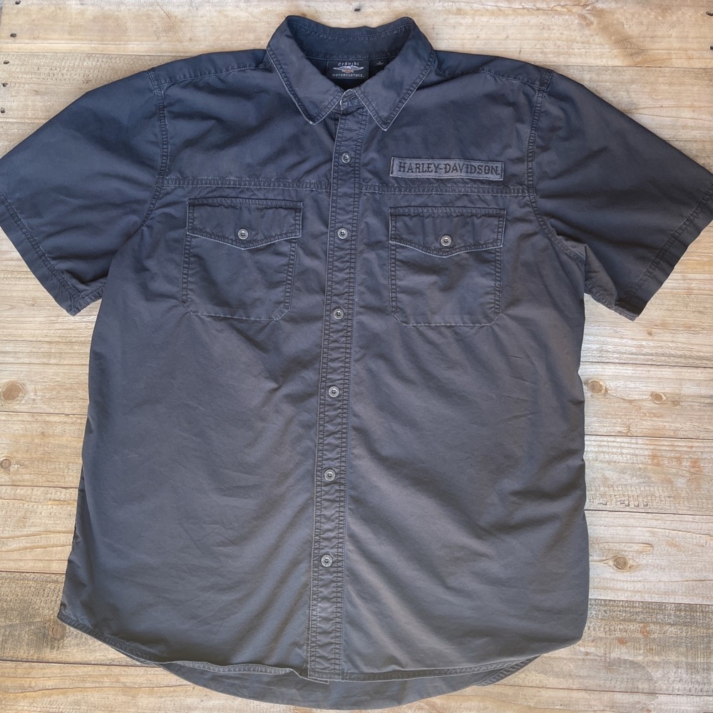 Harley Davidson 96579-19VM XL Skull Wings Button Up Shirt Black Cotton